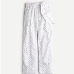 Tie-waist White eyelet pants by J. Crew